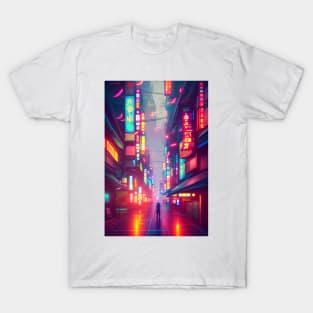 A Man in Tokyo Neon Anime Japan Vibes <3 T-Shirt